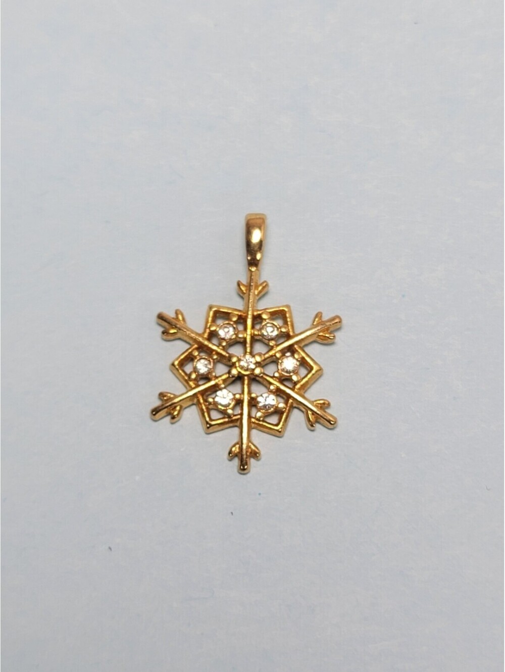 Gold Metal CZ Stone Snowflake Pendant ONLY Not Real Gold Costume Jewlery